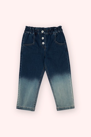 Panço Kız Çocuk Çıt Çıt Detaylı Denim Pantolon Lacivert