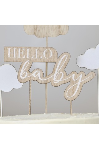 Ahşap Pasta Süsü - Hello Baby Tüm Yaşlar