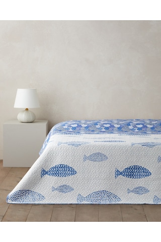 Pesca Wave Çift Kişilik Çok Amaçlı Örtü 200x220 Cm Mavi