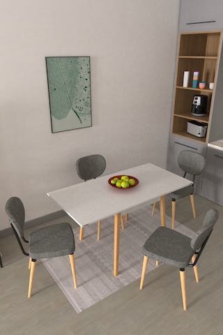 Vilinze Deniz Sandalye Avanos Ahşap Mdf Kanatlı Mutfak Masası Takımı - 70x70+70 Cm Gri