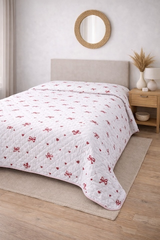 Laila Kapitone Pamuklu Çift Kişilik 200 X 230 Cm Çok Amaçlı Yatak Örtüsü / Pike Kırmızı