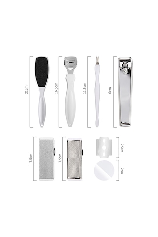 9 Parça Ayak Törpü Seti Ölü Deri Temizleyen Metal Set Tırnak Makası Tırnak Ayak Bakım Seti