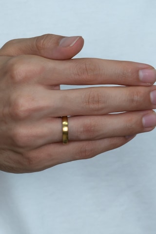 4Mm Ince Mat Sarı Çelik Alyans Yüzük Cl25