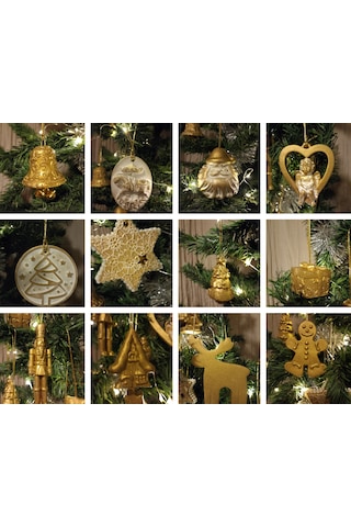 12'li Gold Luxery Yılbaşı Süsü Seti -
