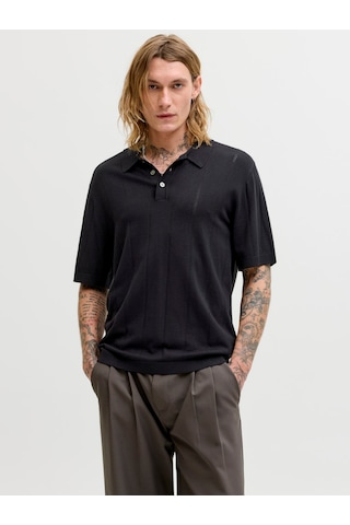 Jack & Jones William Structure Erkek Siyah Polo Tişört 12291042-b