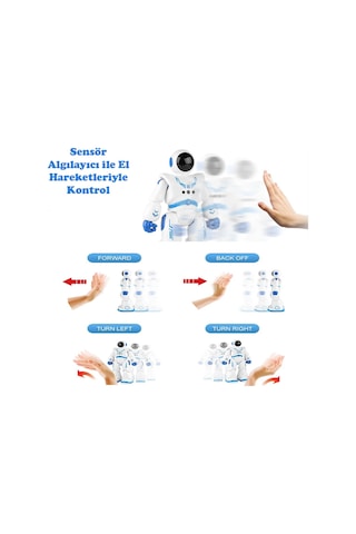 Uzaktan Kumandalı Şarjlı Hareket Sensörlü Çok Fonksiyonlu Işıklı Sesli Akıllı Robot Oyuncak Robot