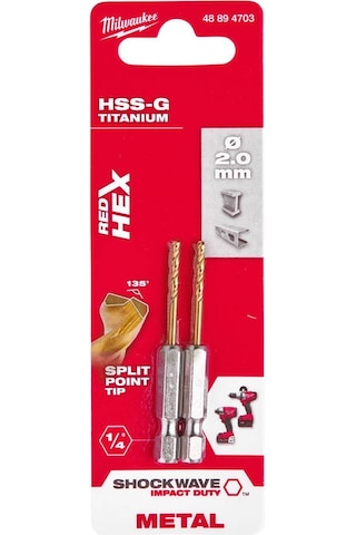 Milwaukee 2x 59.5 Mm 2'li Hex Girişli Metal Matkap Ucu 48894703