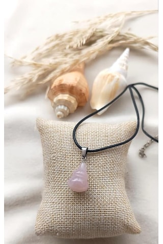 Kolye Gerdanlık Kalp Çakra Yoga Reiki Doğal Pembe Kuvars Taş Kadın