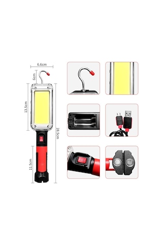 Usb Şarjlı Oto Tamirci Çalışma Lambası Wt-733 Renkli