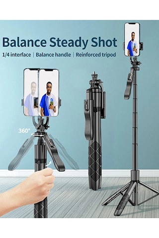 Bluetooth Kumandalı 153cm Tripod Selfie Çubuğu / Go Pro Uyumlu /