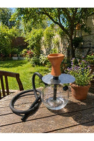 26 Cm Cam Nargile Seti 13 Cm Taban Çapı Modern Çizgili Tasarım, Balkon & Ev Kullanımı