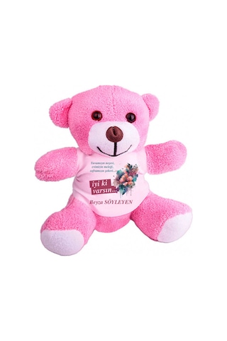Kişiye Özel Anneler Günü Baskılı Peluş Pembe Ayı Hk2658