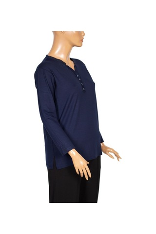 Cimariva Kadın Neval Büyük Beden V Yaka Taşlı Lacivert Bluz