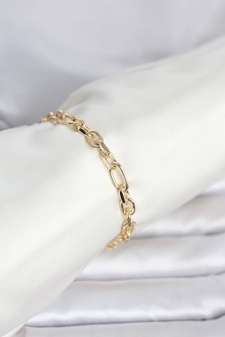 Cm 14k Gold Renk Kalın Zincir Model Kadın Bileklik Çok Renkli