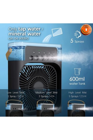 Xuweiwei Taşınabilir 600 Ml Çok Fonksiyonlu Yüksek Hızlı Rüzgar Soğutmalı Fan Usb Güçlü Sessiz Ofis Ev Açık Hava İçin İdeal Büyük Kapasiteli Tank