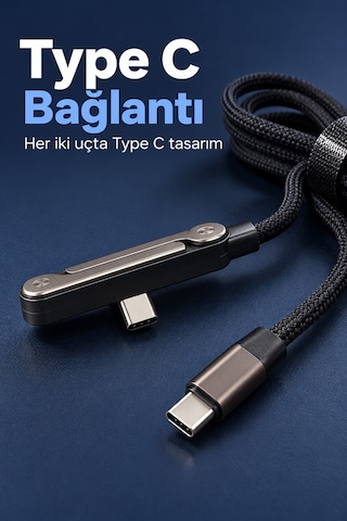Type C Şarj Kablosu Katlanabilir Telefon Standlı Örgü Tasarım Renk