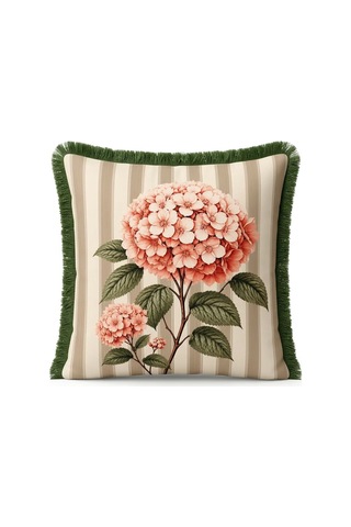 Çizgili Çiçek Desenli 4 Lü Kırlent Kılıfı Seti 45 x 45