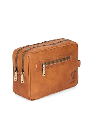 Berliner Bags Paul Deri Vintage Makyaj Ve Tıraş Çantası Kahverengi Kadın Erkek Seyahat İçin Ergonomik Tasarım