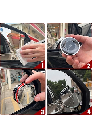 Vantuzlu Oto Kör Nokta Aynası Ayarlanabilir Tak-çıkar Dönerli Prizmatik 360 Derece Krom Çerçeveli