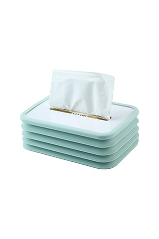 Gajeena Yüksek Kaliteli Silikon Katlanabilir Oto Ve Masaüstü Havlu Kutusu - Yaylı Yükseklik Ayarlı, Kolay Yıkanabilir, Pratik Depolama Mavi