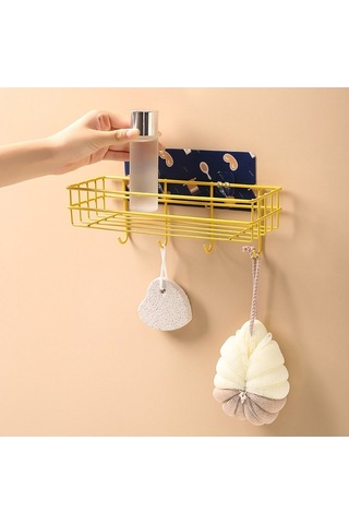 Flybuy Çelik Banyo Rafları, Tuvalet Dekoratif Raflar, Kancalı Delikli Dekoratif Banyo Depolama Rafları Renkli