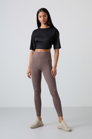 Tommy Life Kahverengi Yüksek Bel Toparlayıcı Slim Fit Dar Paça Kadın Tayt - 94011 Kahverengi