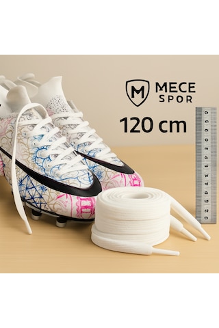Mece Spor Spor Ayakkabı Bağcığı 120 Cm - 1 Çift Krampon Halı Saha Sneakers Uyumlu Beyaz