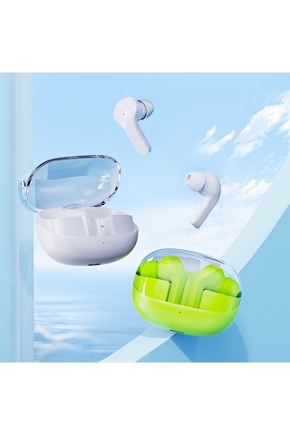 Skycity Yeşil Tm30 Kablosuz Kulaklık - Yarı Kulak İçi Tipi, Bt5.3, 5 Saat Müzik Süresi, Şeffaf Şarj Kutusu, Type-c