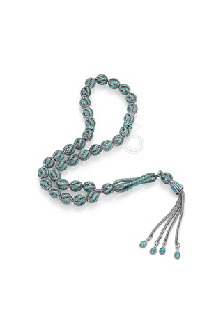 925 Ayar Gümüş Turkuaz Firuze Taşlı Tesbih