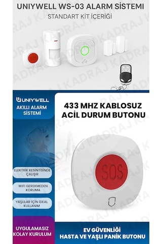 Unıywell Ws-03 Kablosuz Ev Alarm Sistemi Ce Sertifikalı Priz Tipi Ana Ünite