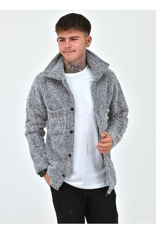 Beybun Boutique Unisex Peluş Polar Hırka Ceket Kılçıklı Gri