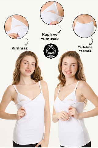 Hamile Kaplı Emzirme Atletli 2li Set Beyaz-beyaz Beyaz - Beyaz