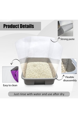 3pcs Kedi Çöp Kutu İşemek Kalkanları, Şeffaf Kolay Temiz Çöp Kutusu Sıçrama Koruyucusu Açık Üst Çöp Tavası 14.5 11.5in-litter Kutusu Dahil Değil Şeffaf