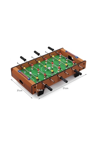 Ahşap 2 Kişilik Masaüstü Langırt 6 Kollu 2 Toplu 51cm Skor Tabelalı Eğlenceli Futbol Oyunu