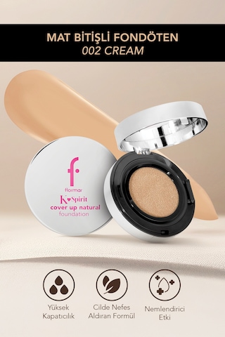 Flormar K-Spirit Cover Up Yüksek Kapatıcı & Uzun Süre Kalıcı Yarı Mat Bitişli Fondöten 002 Cream