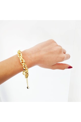 Altın Kaplama Oval Halkalı Şık Samanyolu Kadın Bileklik Altın