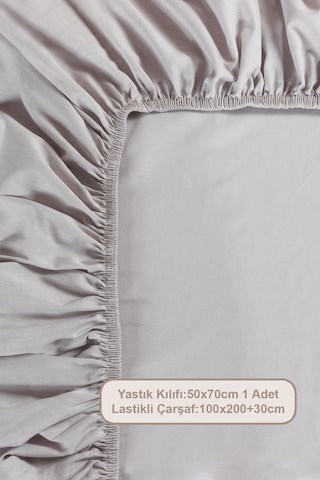 Elart Lastikli Çarşaf Seti Tek Kişilik %100 Pamuk Ranforce 100x200 Cm Gri Gri