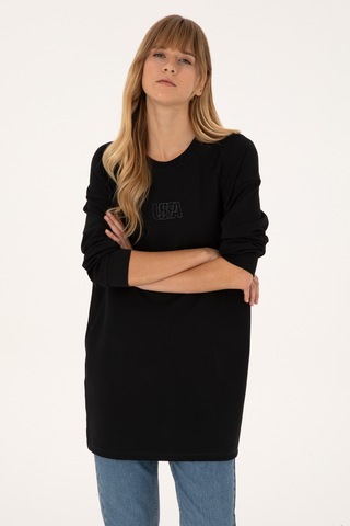 U.S. Polo Assn. Kadın Siyah Uzun Bisiklet Yaka Sweatshirt 50315623-VR046