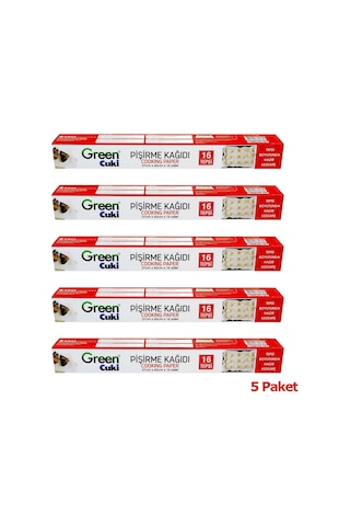Green Cuki Yağlı Fırın Tepsi Pişirme Kızarma Kağıdı - 37 CM x 42 CM - Kesimli - 16 Yaprak - 5 Kutu