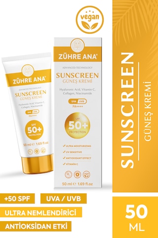 Zühre Ana Uva Uvb Leke Karşıtı Yüksek Koruma Ve Nemlendirici Etkili Güneş Kremi SPF50+ 50 ML