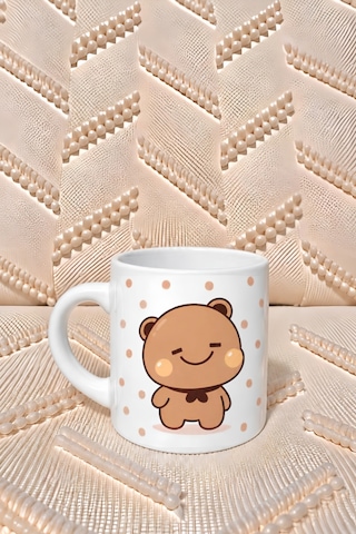 Dudu Bubu Fincan + Magnet + Bardak Altlığı Bej Bej