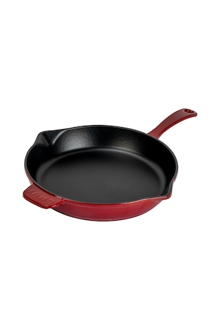 Lava Döküm Yuvarlak Kızartma Tavası Döküm Demir Yekpare Saplı. Çap Ø 28cm-bordo Bordo