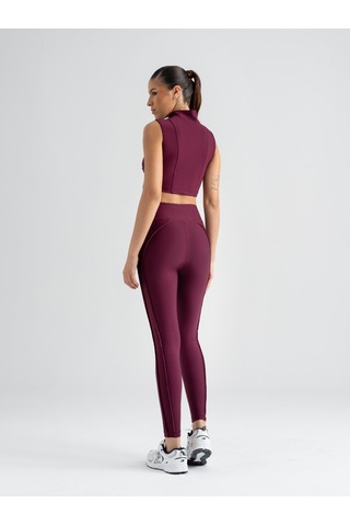 Dikişle Modellenmiş Spor Tayt Mürdüm