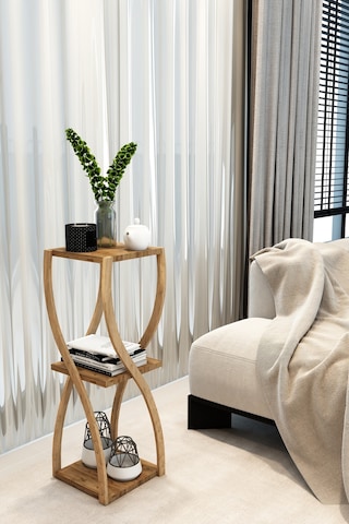 Konsept Bukle 3 Katlı Atlantik Çam Sehpa - Premium Dekoratif Yan Sehpa Ahşap