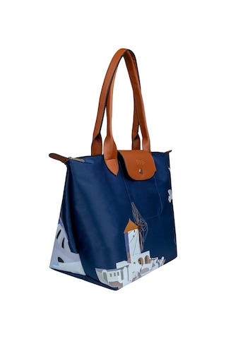 Dogo Kadın Vegan Lacivert Large El Çantası - Santorini Tasarım Multicolor