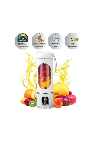 Coofbe 50w 450ml Kişisel Şarjlı Blender Buz Kırıcı Taşınabilir Smoothies Blender Meyve Sıkacağı Çelik Bıcaklı