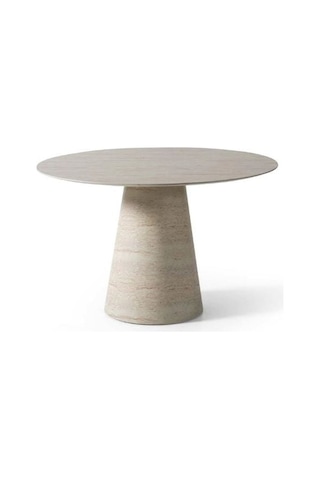 Lucca Yuvarlak Traverten Masa, Konik 120x120 Traverten