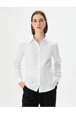Koton Klasik Gömlek Uzun Kollu Düğmeli Slim Fit Beyaz 4sak60004uw 4SAK60004UW000 Beyaz