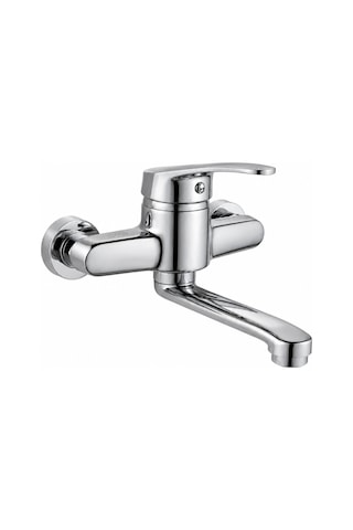 Lüx Premium Krom Alttan Borulu Mutfak-lavabo Bataryası Çeşmesi Musluğu Çift Su Girişli Modern Tasarım Gri
