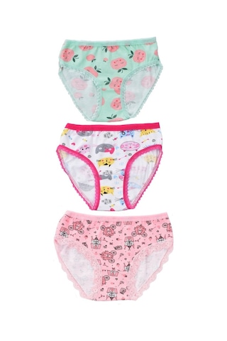 Pemilo Kız Çocuk 840 Desenli 3'Lü Slip Renkli